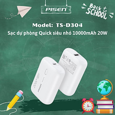 Pin sạc dự phòng Pisen (TS-D304 ) Quick Mini QP20 10000mAh , công suất 20w, nhỏ gọn, Hàng chính hãng bảo hành 2 năm