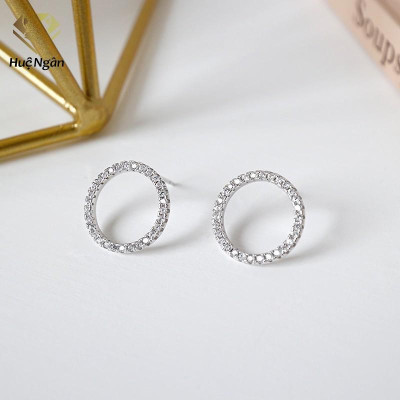 Bông tai bạc Ý 925 Huệ Ngân - Hình tròn xinh xắn RYE140975