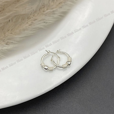 Khuyên Tai Bạc Tròn Chính Hãng Bạc Hiểu Minh HT387