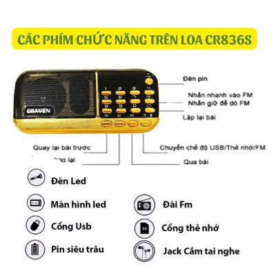 Loa Nghe nhạc USB, thẻ nhớ Craven 836 2pin (màu ngẫu nhiên) - hàng nhập khẩu