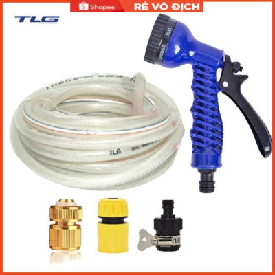 Bộ dây vòi xịt rửa xe, tưới cây, dọn dẹp nhà cửa 3-5m (cút đồng nối nhựa đen) 206843