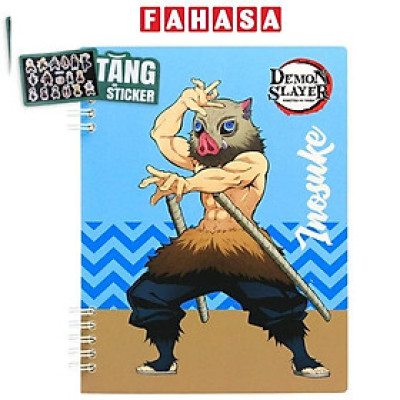 Sổ Lò Xo A5 - Kẻ Ngang - 120 Trang 100gsm - Nhân Vật Demon Slayer - Thiên Long MB-023/DS - Inosuke - Tặng Kèm Sticker Demon Slayer
