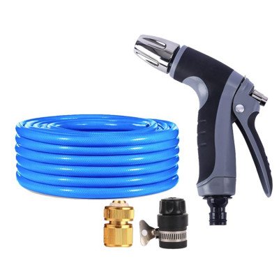 Bộ dây và vòi xịt tăng áp rửa xe tưới cây 10M (cút đồng nối nhựa đen) 206817