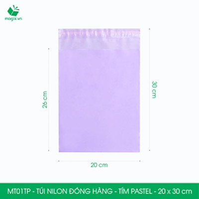 MT01TP - 20x30 cm - Túi nilon gói hàng - 300 túi niêm phong đóng hàng màu xanh pastel tím pastel