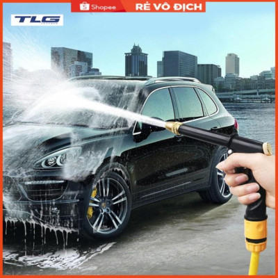 Bộ dây và vòi xịt rửa xe tưới cây tăng áp,vòi xịt rửa,vòi tưới cây 810-2498-1 (dây trắng- cút nối đen)
