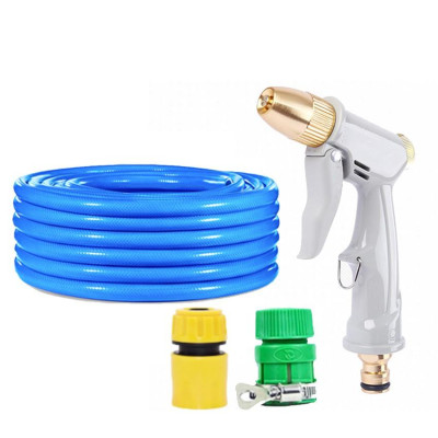 Bộ dây vòi xịt nước rửa xe, tưới cây tăng áp 3 lần, loại 10m (cút nhựa nối nhựa xanh) 206846