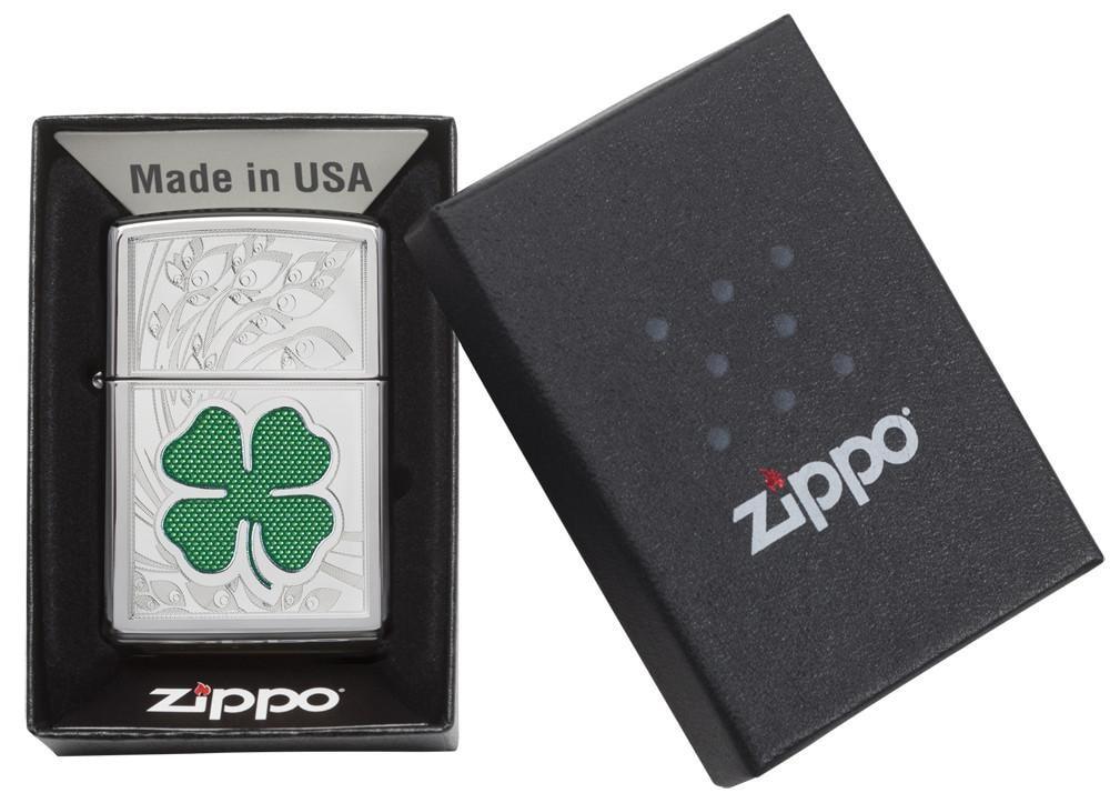 Bật lửa Zippo Clover High Polish Chrome Design 24699