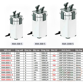 Lọc thùng Sunsun XiaoLi XWA 600, 800, 1000 hút váng đèn uv xả đáy bể thủy sinh cá tép cảnh