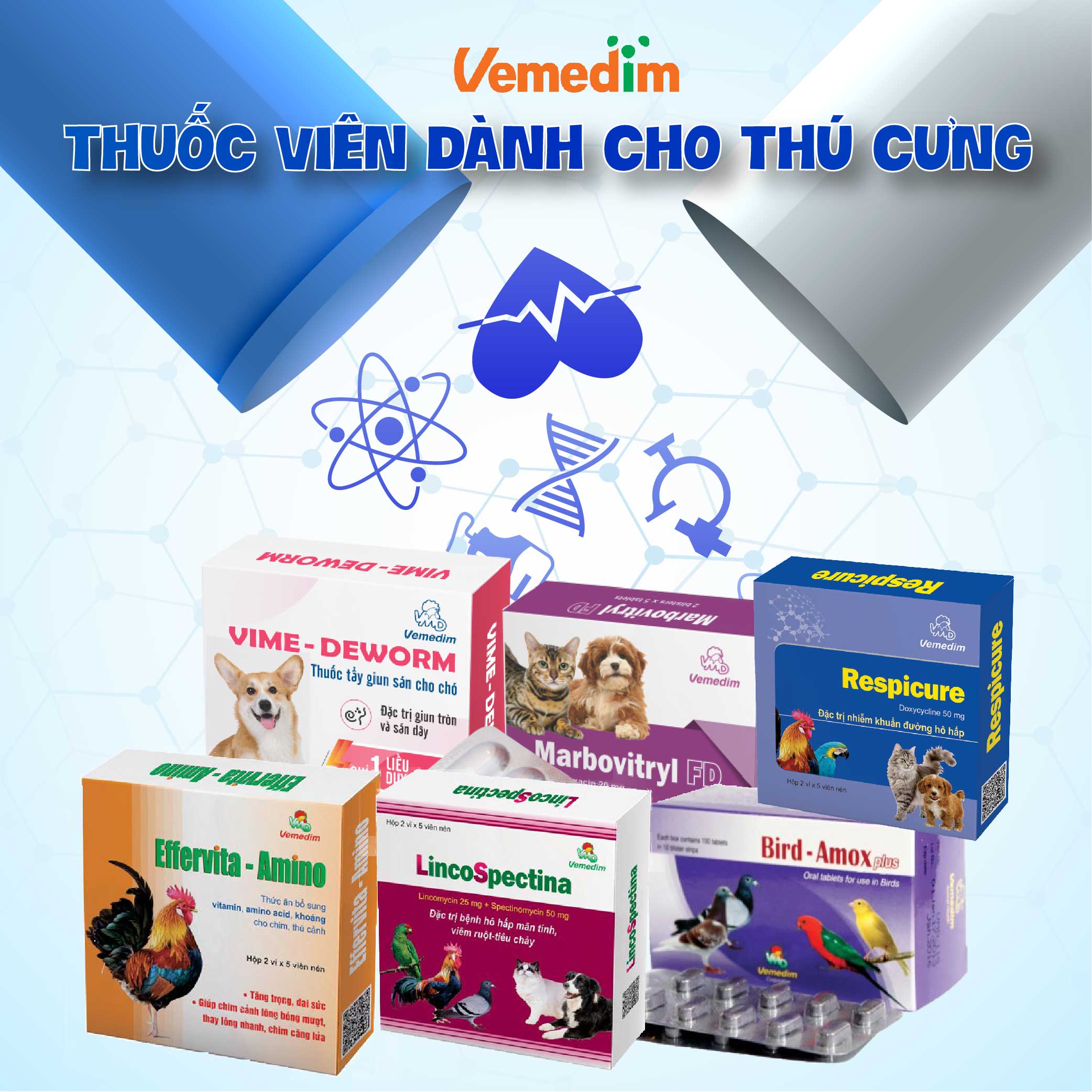 Vemedim ElecAmin db - Bổ sung Multivitamin & acid amin cho chó mèo, chim thú cảnh, chai 20ml