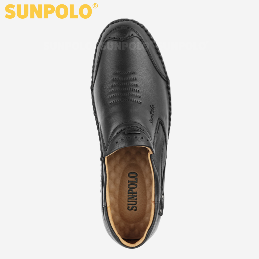 Giày Mọi Nam Da Bò Cao Cấp SUNPOLO LSU007 Có size lớn 45,46 (Đen, Nâu)