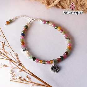 Vòng tay đá tourmaline mix charm bạc - Ngọc Quý Gemstones