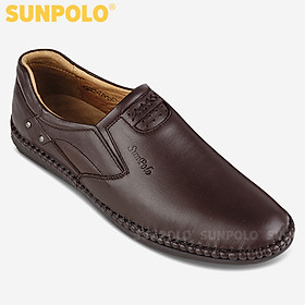 Giày Nam, Giày Mọi Da Bò Cao Cấp SUNPOLO MOI027 (Đen, Nâu)