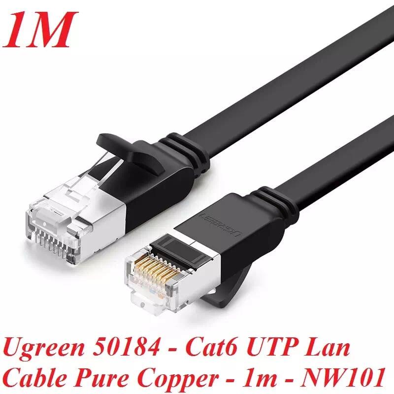 Ugreen UG50184NW101TK 1M màu Đen Cáp mạng LAN CAT 6 UTP dây dẹp - HÀNG CHÍNH HÃNG