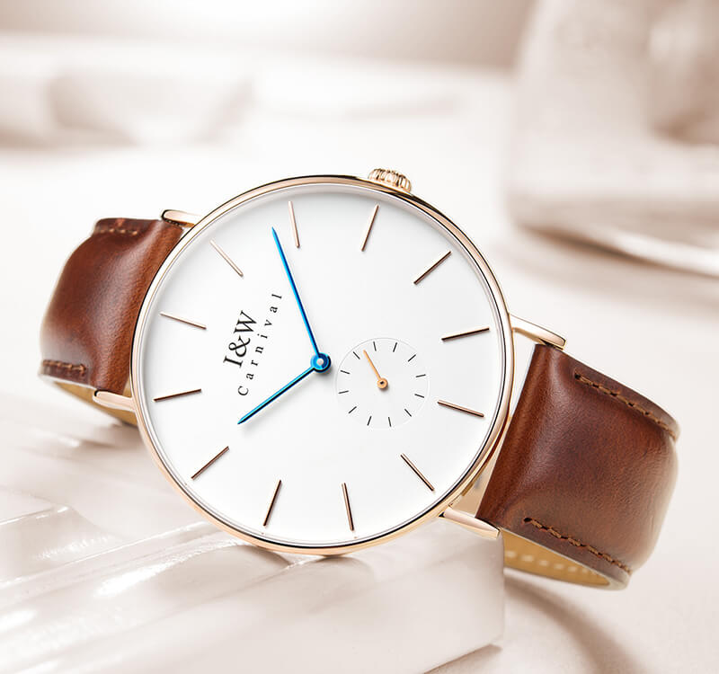 Đồng Hồ Nam I&W Carnival 8848G Chính Hãng Full Box Chống Nước Kính Chống Xước Dây Da Cao Cấp BH24T (Máy Pin-Quartz)