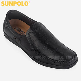 Giày Mọi Da Nam, Giày Lười Da Bò Nam SUNPOLO LS2098 (Đen, Nâu)