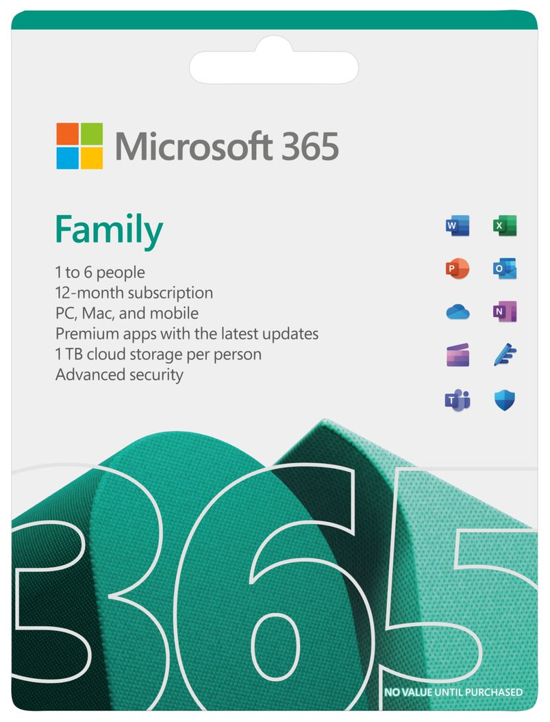 Phần mềm Microsoft 365 Family 6GQ-01896 / EP2-36878 | 12 tháng | Dành cho tối đa 6 người | 5 thiết bị/tài khoản| Word, Excel, PowerPoint | 1TB OneDrive