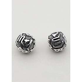 Charm bạc hình cầu họa tiết lục tự minh chú xỏ ngang - Ngọc Quý Gemstones