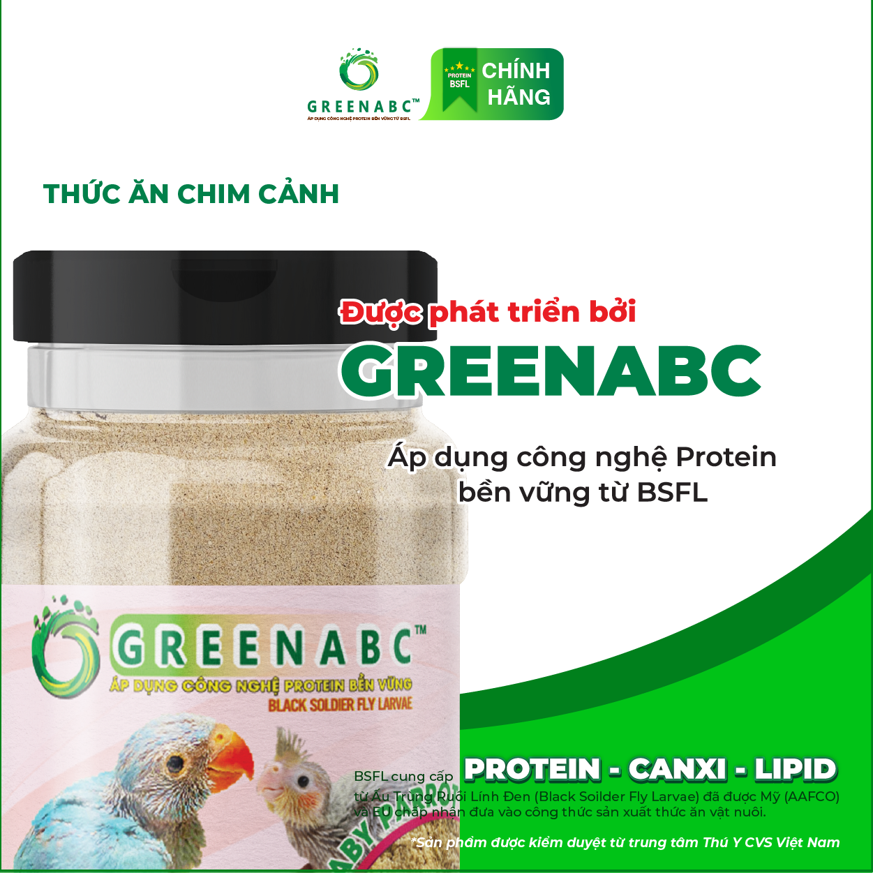 Bột dinh dưỡng cho Vẹt Non, Chim Non GREENABC – Bổ sung protein, canxi, lipid giúp chim phát triển nhanh, lông mượt, trí não thông minh – Hộp 280g