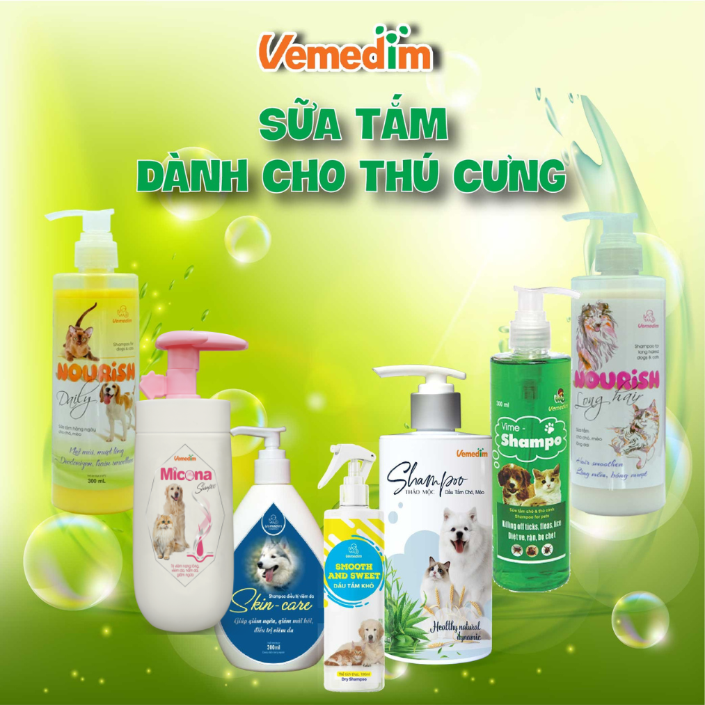 Vemedim Micona shampoo sữa tắm chó mèo phòng viêm da, nấm da, da sần sùi, chai 120ml/chai 200ml