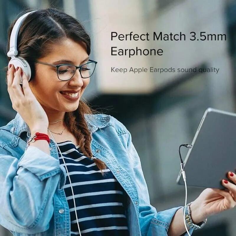 Ugreen UG30756US211TK 10CM màu Xám Cáp Lightning sang cổng âm thanh 3.5mm - HÀNG CHÍNH HÃNG