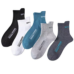 Combo 5 đôi tất nam cổ trung sport vớ nam style Hàn Quốc