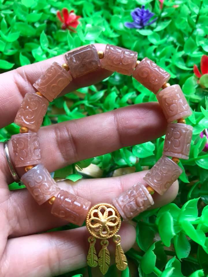 Vòng Tay phong Thủy may mắn tài lộc kiểu Đá Lu Charm mặt trời thiên nhiên vip Size 9mm x dài 12mm hàng cao cấp nữ đeo tay sang lắm luôn ạ 100% đá thiên đeo vào may mắn tốt sức khỏe tim mạch và đẹp ạ