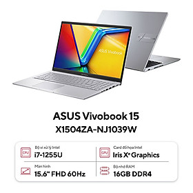 Asus Vivobook 15 X1504ZA-NJ1039W (Intel Core i7-1255U | 16GB | 512GB | Intel Iris Xe | 15.6 inch FHD | Win 11 | Bạc) - HÀNG CHÍNH HÃNG