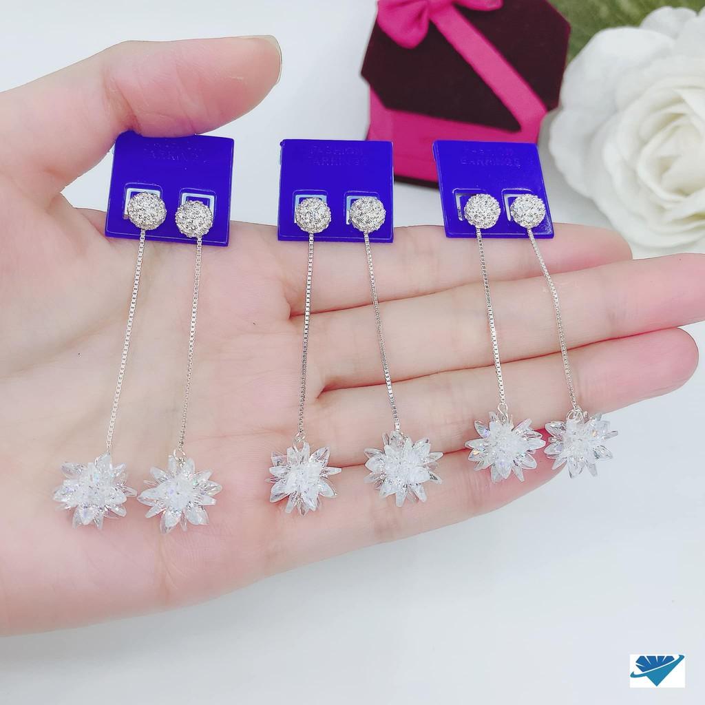 Bông tai bạc tua nơ đá chất liệu bằng bạc s925 MS0502