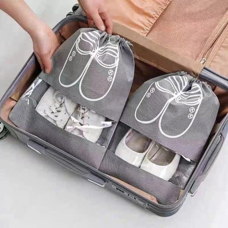 Giỏ đựng giày , Túi đựng giày dép dây rút Có Hình chống bẩn đi du lịch dã ngoại
