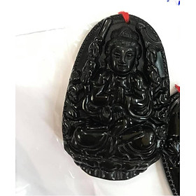 MẶT DÂY CHUYỀN ĐỘ MỆNH NAM TUỔI TÝ MỆNH THỦY MỘC  LÀ THIÊN THỦ ĐÁ MÃ NÃO ĐEN ĐẸP  SIZ 5CM