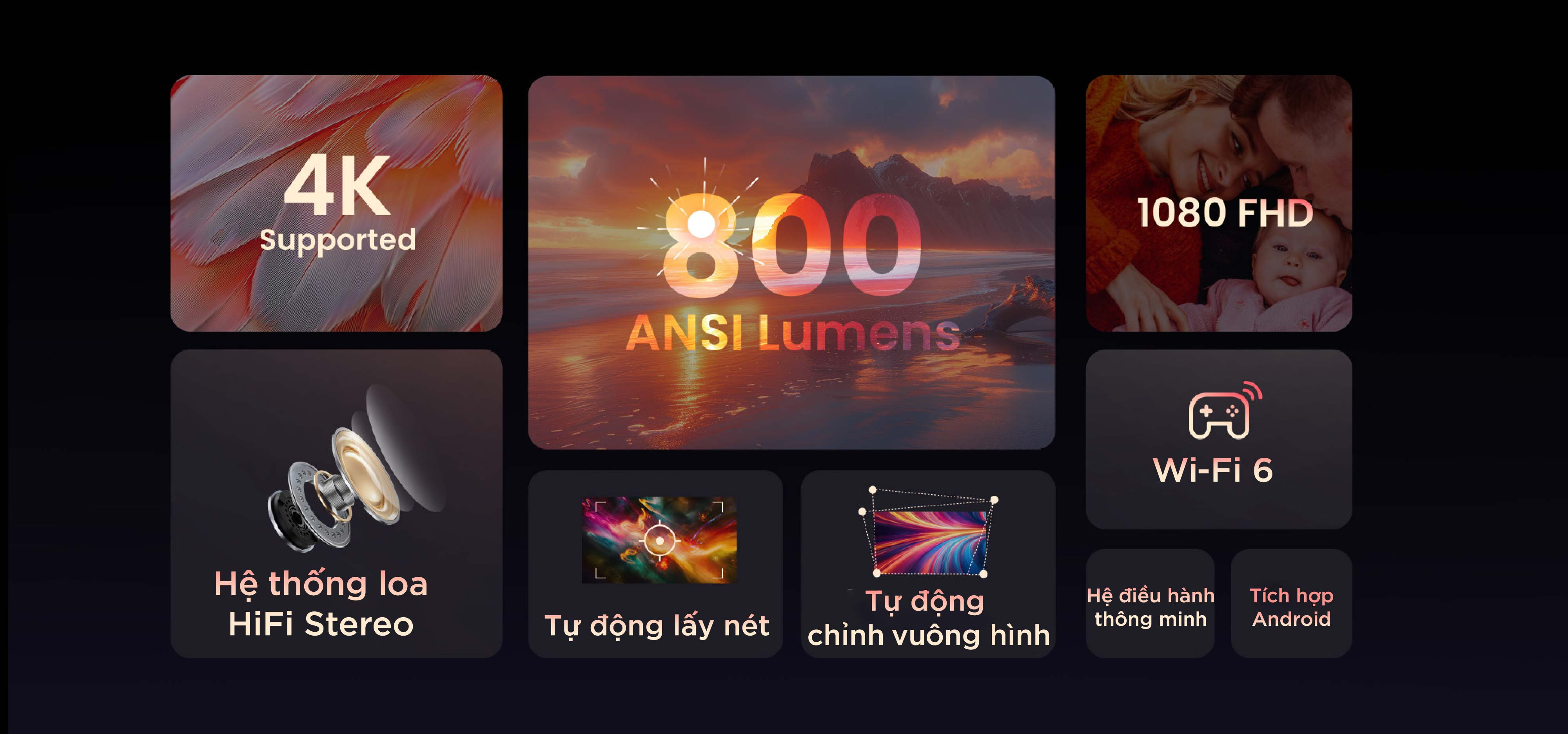Máy chiếu thông minh Yaber U6 Pro Full-HD 4K Android Tivi - Hàng Chính Hãng - Thương hiệu Máy chiếu mini Máy chiếu gia đình văn phòng hàng đầu