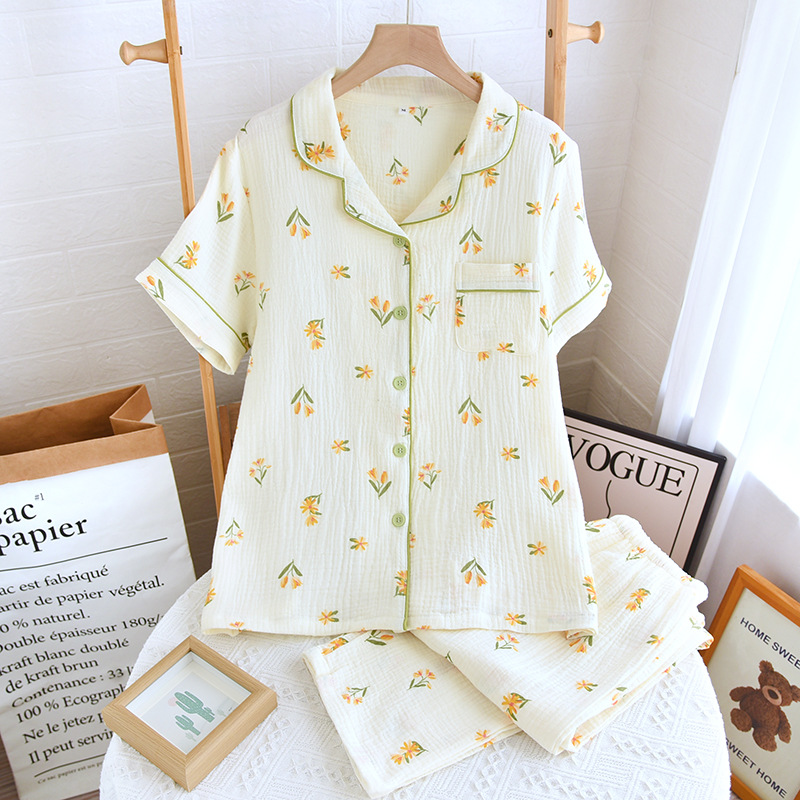 Bộ Pijama, Đồ Bộ Mặc Nhà Áo Cộc Quần Dài Chất Liệu Xô Muslin M2 Cao Cấp