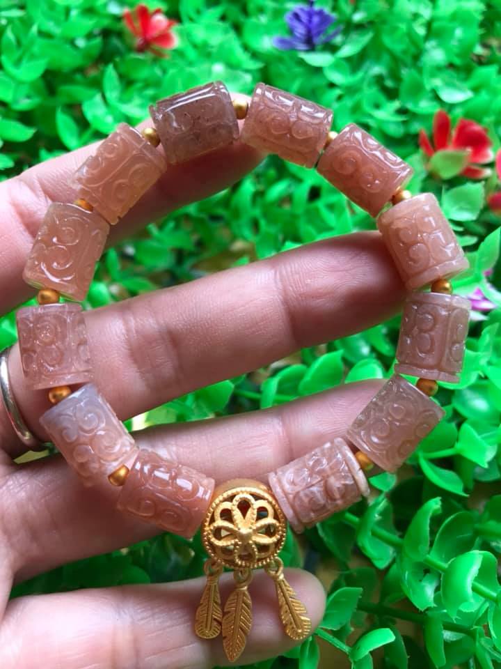 Vòng Tay phong Thủy may mắn tài lộc kiểu Đá Lu Charm mặt trời thiên nhiên vip Size 9mm x dài 12mm hàng cao cấp nữ đeo tay sang lắm luôn ạ 100% đá thiên đeo vào may mắn tốt sức khỏe tim mạch và đẹp ạ