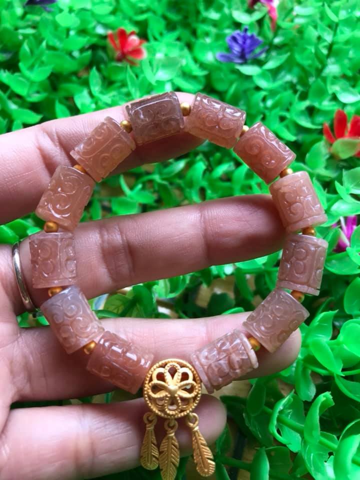 Vòng Tay phong Thủy may mắn tài lộc kiểu Đá Lu Charm mặt trời thiên nhiên vip Size 9mm x dài 12mm hàng cao cấp nữ đeo tay sang lắm luôn ạ 100% đá thiên đeo vào may mắn tốt sức khỏe tim mạch và đẹp ạ