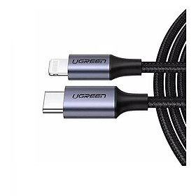 Ugreen UG60760US304TK 1.5m cáp usb type c ra lightning bọc nhôm chống nhiễu màu đen - HÀNG CHÍNH HÃNG