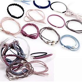 Hộp 12 dây buộc tóc đơn giản Hàn Quốc