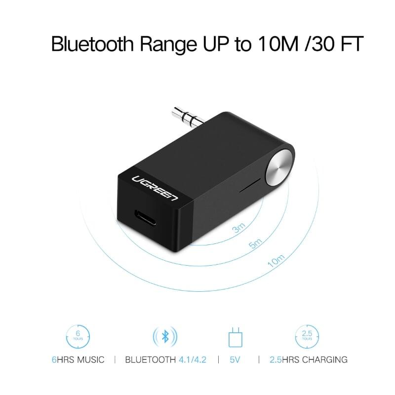 Ugreen UG30348MM114TK BT 4.1 màu Đen Thiết bị nhận âm thanh Bluetooth có Micro - HÀNG CHÍNH HÃNG