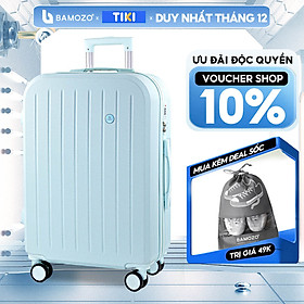 Vali Du Lịch Bamozo 8812 Thời Trang Màu Xanh Nhạt Size 20/24 Chất Liệu Nhựa ABS Bền Đẹp Bảo Hành 5 Năm