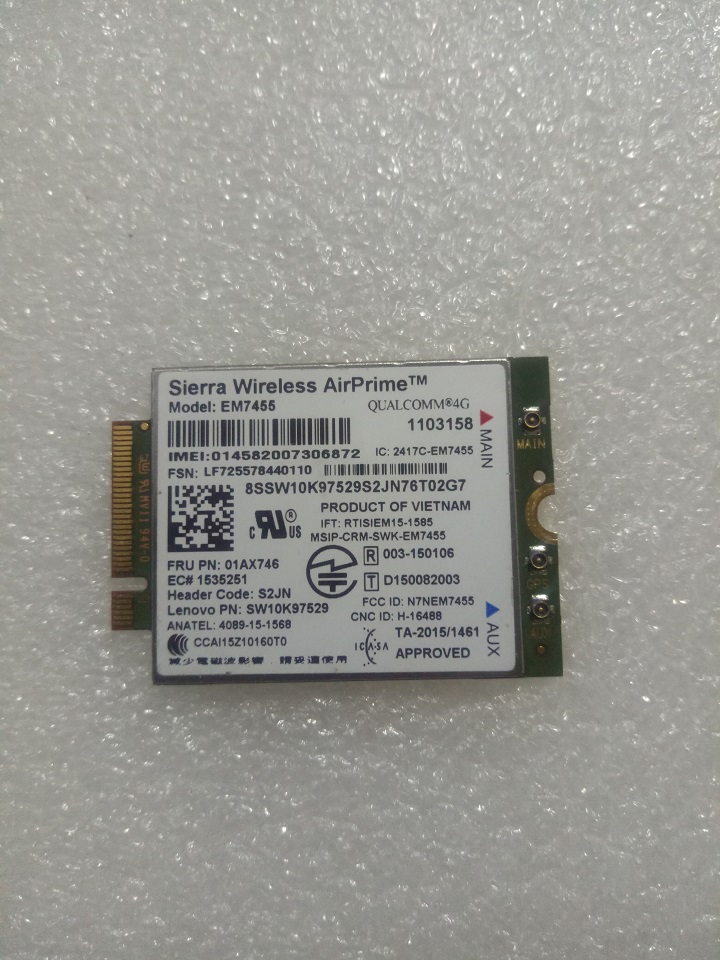 Card WWAN 4G Lenovo ThinkPad EM7455 4G LTE dùng cho laptop Lenovo Thinkpad L470, L570, P51, P70,P71,T470,T470p,T570,X270 - Hàng chính hãng