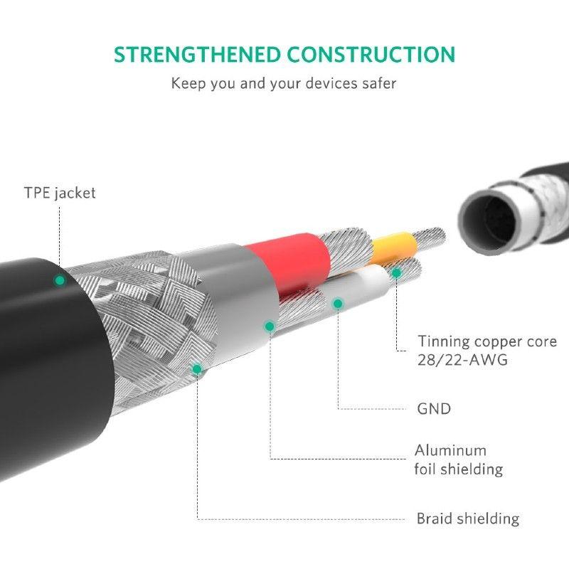 Ugreen UG80822US155TK 1M màu đen cáp Lightning ra USB có chíp MFI chính hãng - HÀNG CHÍNH HÃNG