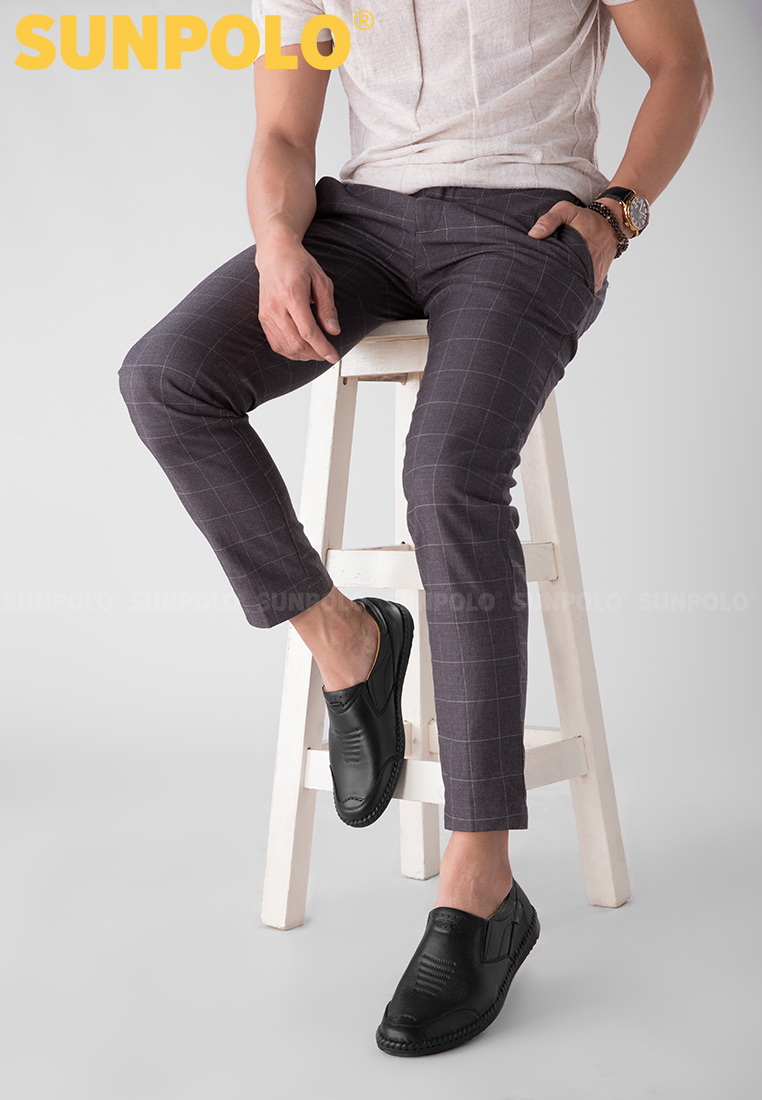 Giày Mọi Nam Da Bò Cao Cấp SUNPOLO LSU007 Có size lớn 45,46 (Đen, Nâu)