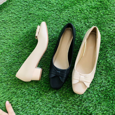 Giày Cao Gót Nơ 3P PABNO PN12038 – Mũi vuông | Sang Trọng | Dễ Đi