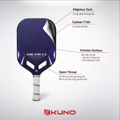 Vợt Pickleball KUNO Utra 2.0 Chính Hãng, phù hợp mọi người chơi, dòng vợt đúc ép nóng cao cấp bền bỉ