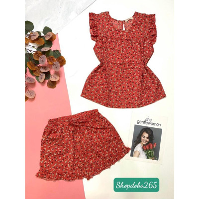 Đồ bộ nữ,đồ ngủ mặc nhà đùi vải lụa mango hoa nhí dễ thương size 45-57kg.