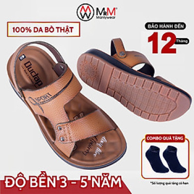 Dép Sandal Nam Da Bò - DC04 Đế Cao Đúc Nguyên Khối, Đường Khâu Chắc Chắn, Đế Massage Mềm Mại Êm Chân