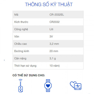 Pin CR2032 Nhật Bản 3V Date 2032 Hàng Cao Cấp