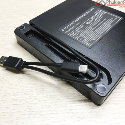 Ổ đĩa DVD gắn ngoài, Đầu đĩa CD/DVD di động USB 3.0 VÀ TYPE C cho máy tính xách tay Ổ ghi CD DVD ROM Tương thích với máy tính xách tay Máy tính để bàn PC Windows Linux OS Apple Mac-HÀNG CHÍNH HÃNG