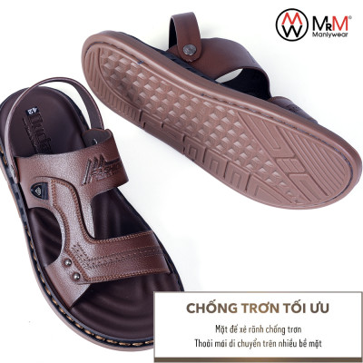 Dép Sandal Nam Da Bò - DK02 Đế Khâu Đúc Nguyên Khối, Đường May Chắc Chắn, Đế Massage Mềm Mại Êm Chân