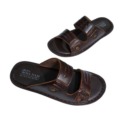 Dép Nam Quai Ngang HÀ NAM Da Bò Thật Cao Cấp DNA199