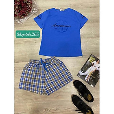 Set đồ nữ, đồ ngủ mặc nhà đùi thun phối sọc kaki BN 04 họa tiết dễ thương.